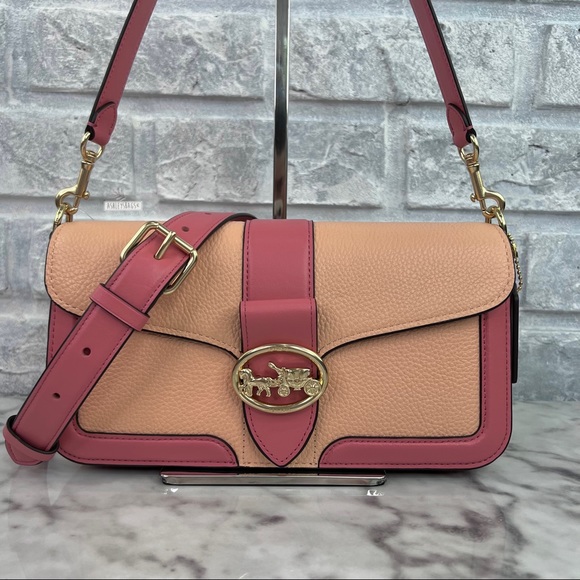 Coach Georgie Shoulder Bag Crossbody In Colorblock Faded Blush Taffy - Picture 2 of 14